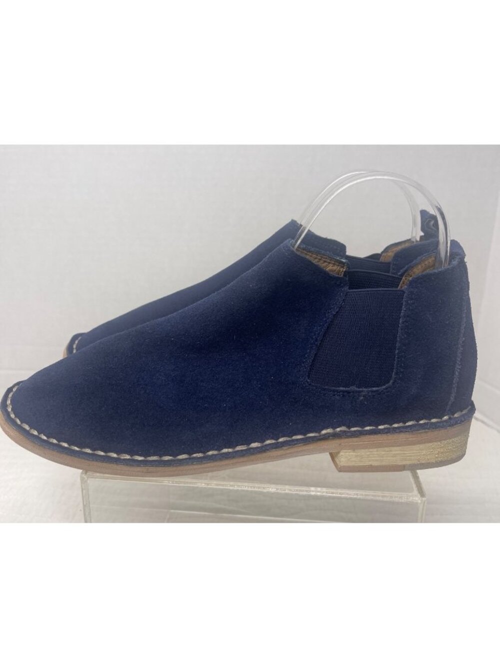 Steve Madden Navy Blue Suede Chelsea Casual Boots Slip-On Retro 60s - Picture 2 of 8